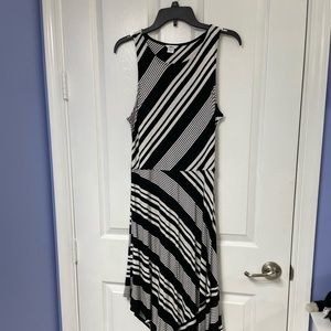 Bar III asymmetrical black and white striped dress. Size L